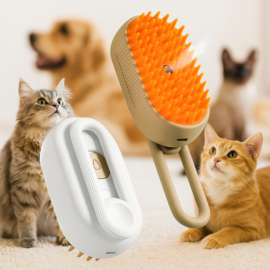 3-in-1 Steam Pet Brush — Clean, Massage & De-Shed
